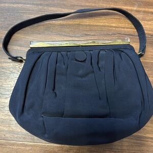 1950s MM Morris Moskowitz Faille Satin evening purse bags with coin purse navy
